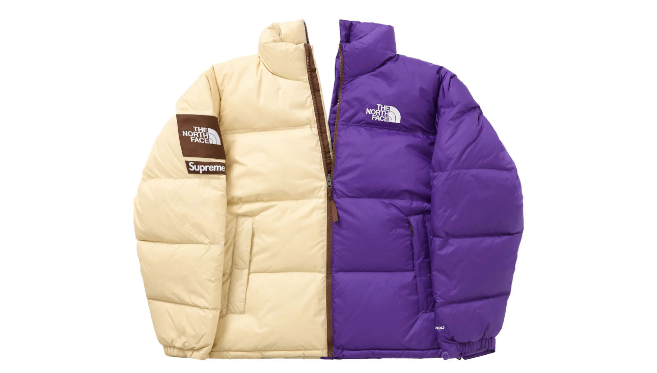 Supreme x North Face Split Nuptse Jacket Tan