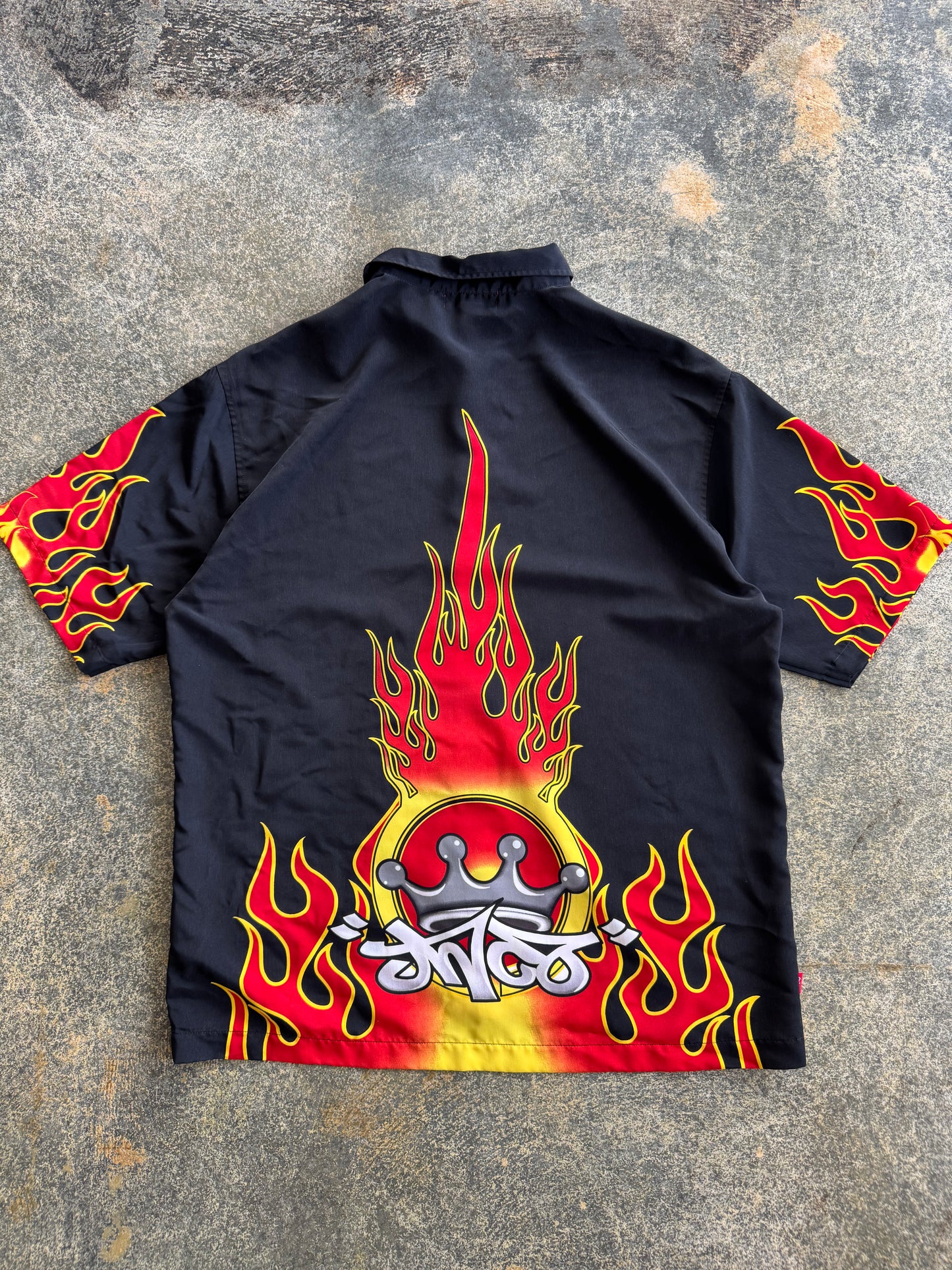 JNCO FLAME BUTTON UP SHIRT Y2K