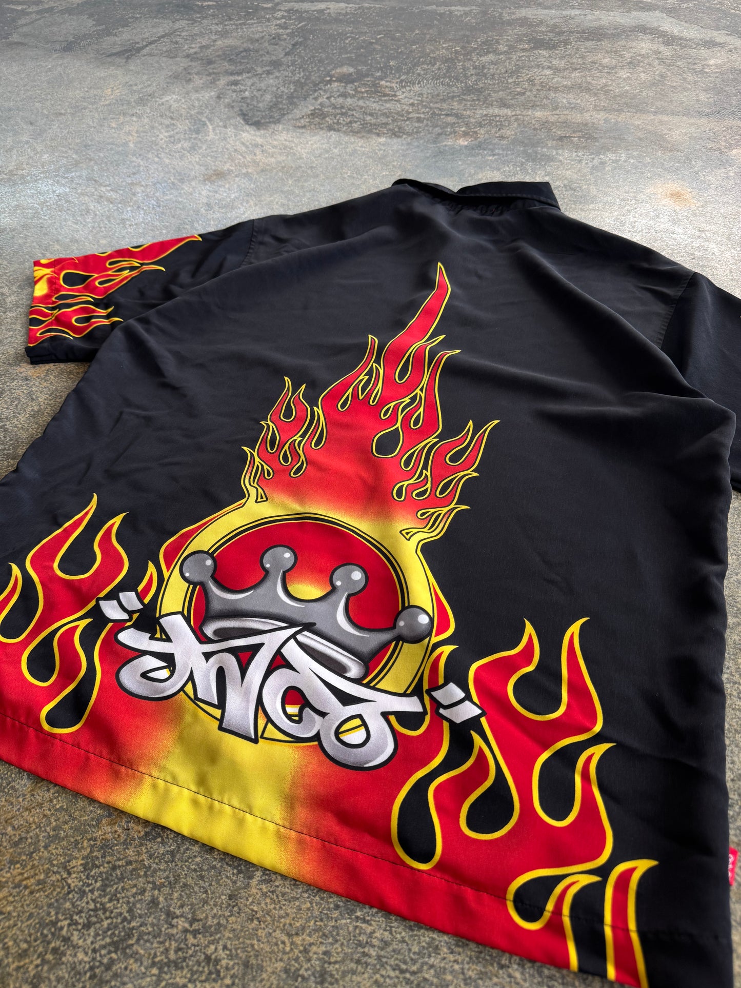 JNCO FLAME BUTTON UP SHIRT Y2K