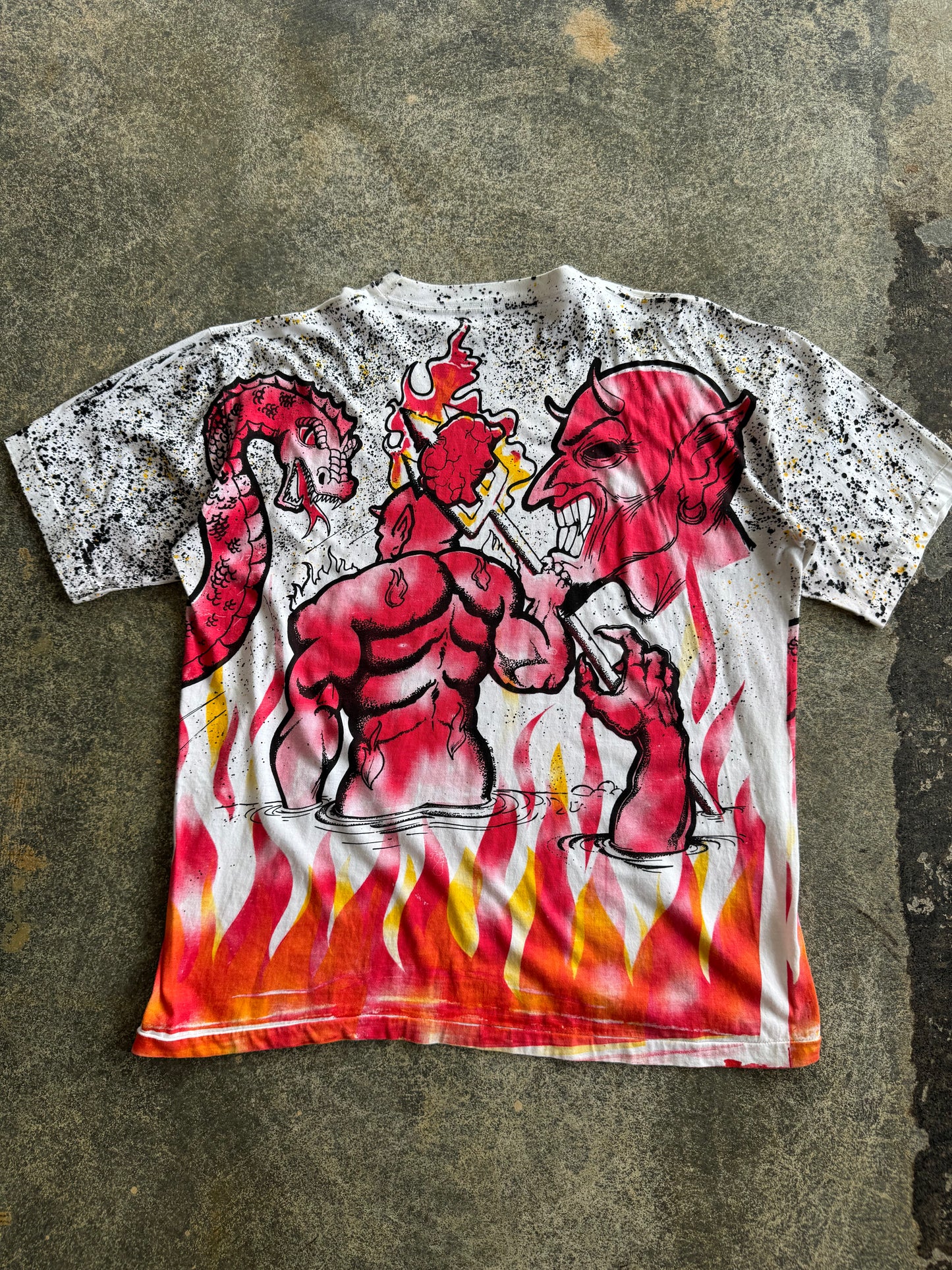 VINTAGE SINGLE STITCH DEMON DRAGON AOP