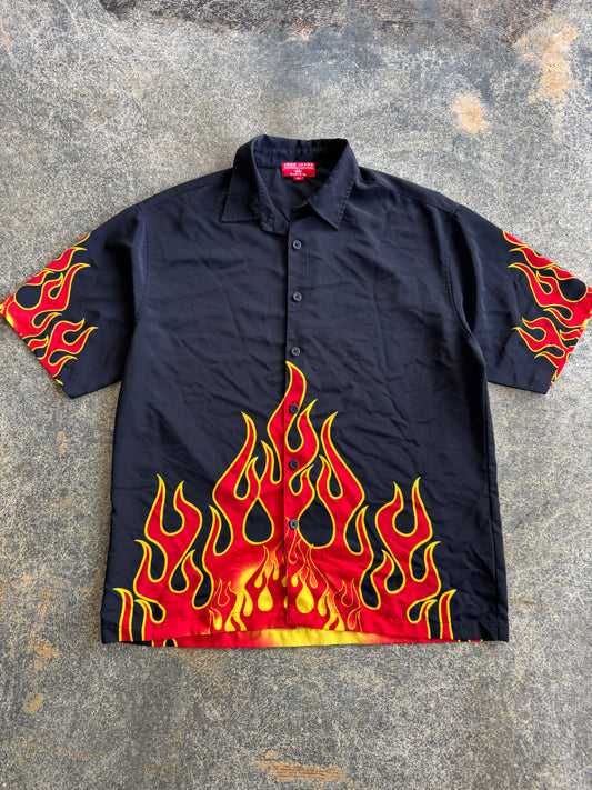 JNCO FLAME BUTTON UP SHIRT Y2K