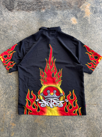 JNCO FLAME BUTTON UP SHIRT Y2K