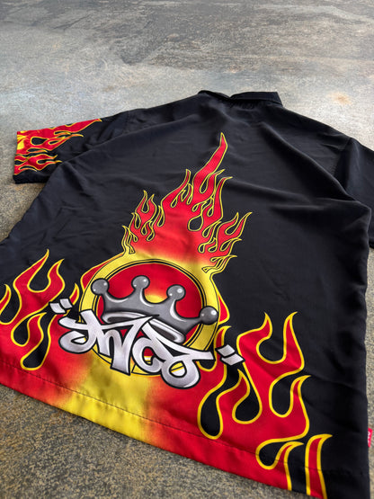 JNCO FLAME BUTTON UP SHIRT Y2K